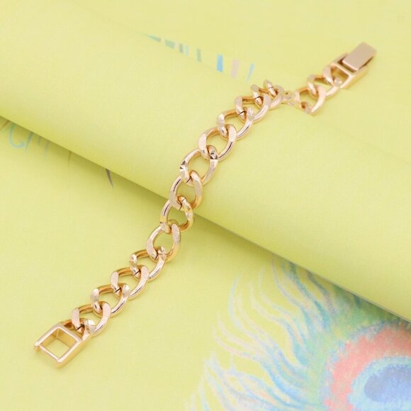 "Bold Textured Chain Rose Gold Bracelet in High Polish Finish, XPBL0993 - Picture 5 of 12